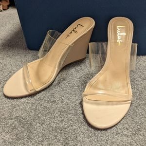 Lulus Nude/Cream Color Wedge With Clear Front Bands Size 7.5